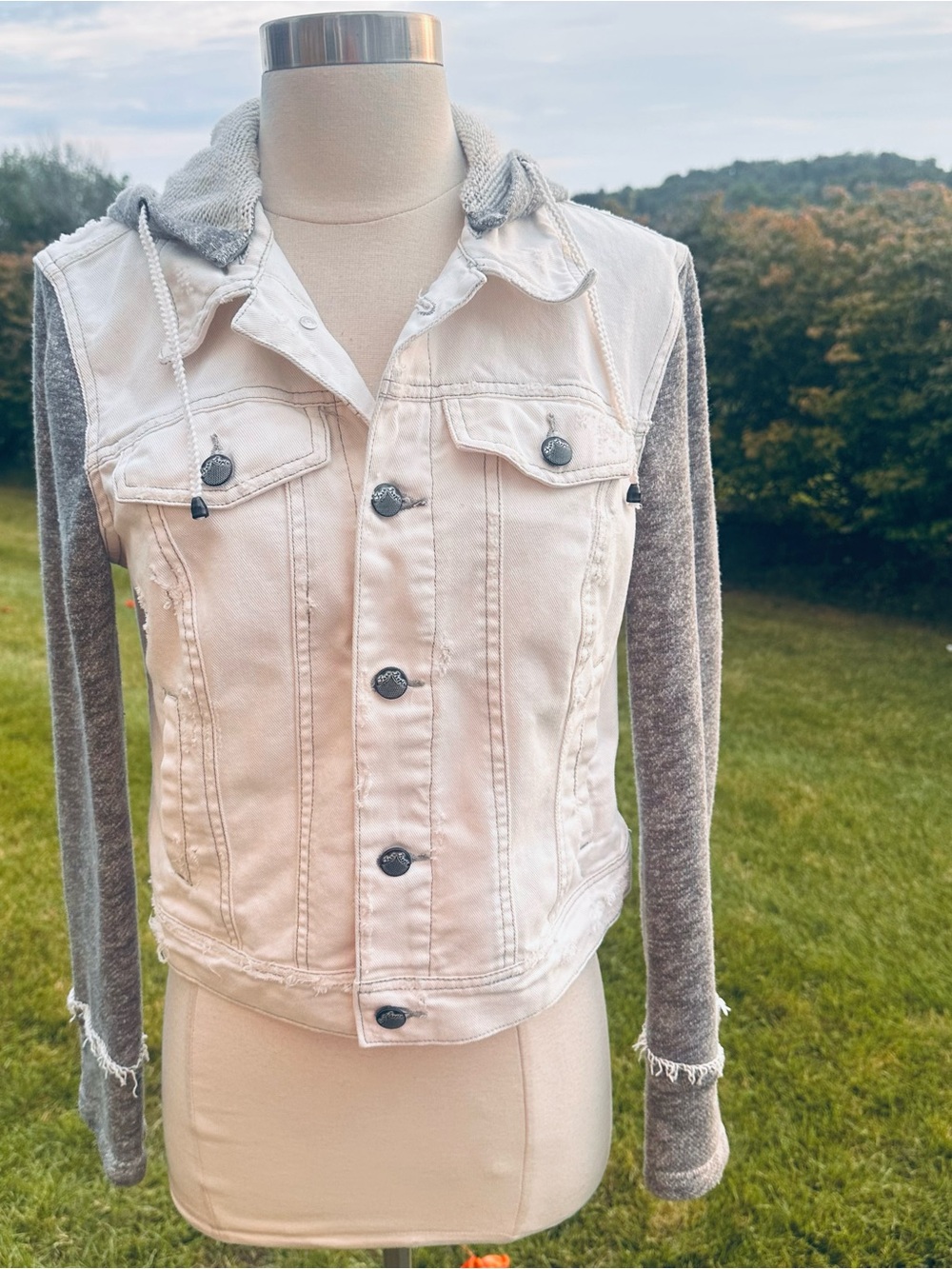 Free People Knit Hooded Denim Jacket - Picture 6 of 16